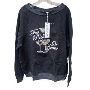 NEW Wildfox For Richer or Pourer Graphic Sweatshirt - Misses XL